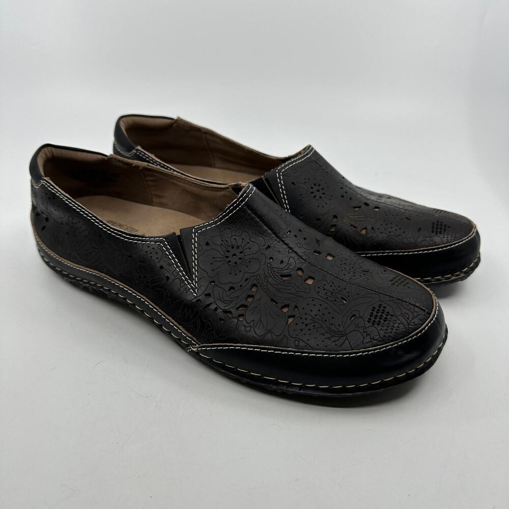 LArtiste Shoes Libora WMNS 42B Black Brown Floral Leather Slip On Comfort Boho